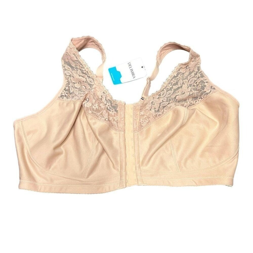 Delimira Full Figure Front Closure Lace Racerback Bra Adobe Rose W003‎ 44E